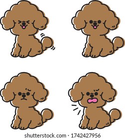 Illustration of a cute toy poodle (variation set)