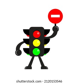 illustration of cute traffic light sign suitable for education etc