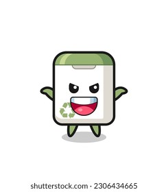 the illustration of cute trash can doing scare gesture , cute style design for t shirt, sticker, logo element