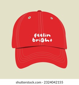 Illustration of a cute and trendy red hat for young people. A fashionable hat suitable for back to school, campus activities, sports activities, modeling and more