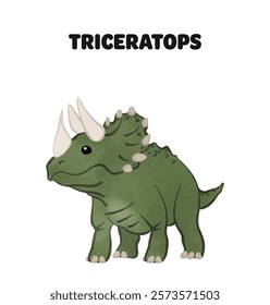 Illustration of a cute triceratops 01