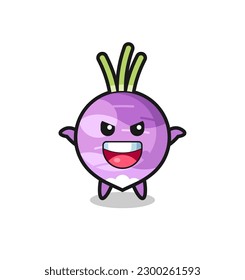 the illustration of cute turnip doing scare gesture , cute style design for t shirt, sticker, logo element