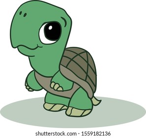 illustration of a cute turtle cartoon simple