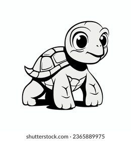 Illustration of a cute turtle for children's coloring book.