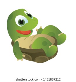 Illustration of cute turtle in a fallen position