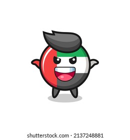la ilustración de la placa de la bandera de uae lindo haciendo gesto de miedo, diseño de estilo lindo para camiseta, pegatina, elemento logo
