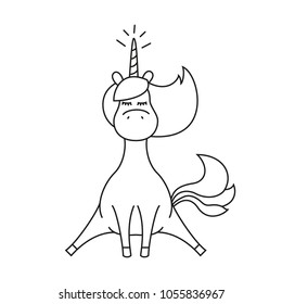 Illustration  with cute unicorn for coloring book. Vector illustration.