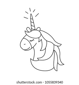 Illustration  with cute unicorn for coloring book. Vector illustration.