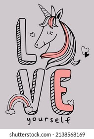 illustration cute unicorn design print vector