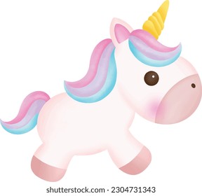 Illustration of a cute unicorn. kawaii unicorn character collection.