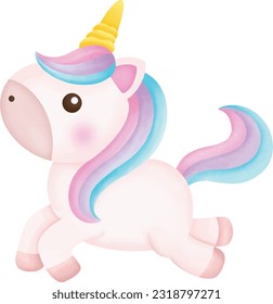 Illustration of a cute unicorn. kawaii unicorn character collection.