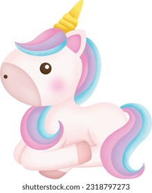 Illustration of a cute unicorn. kawaii unicorn character collection.