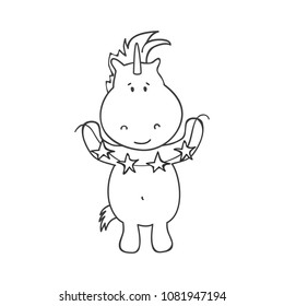 Illustration with cute unicorn. Vector illustration.