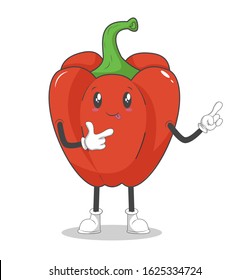 illustration of cute vegetable character of paprika fruit on a white background, vector, eps 10