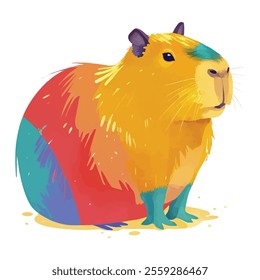 illustration of a cute, vibrant-colored capybara, perfect for a children's theme