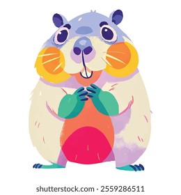 illustration of a cute, vibrant-colored capybara, perfect for a children's theme