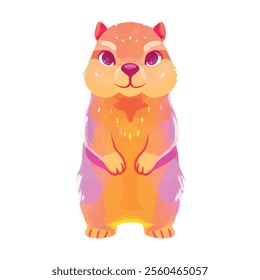  illustration of a cute, vibrant-colored capybara, perfect for a children's theme