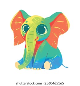 illustration of a cute, vibrant-colored elephant, perfect for a children's theme