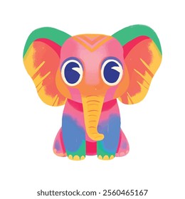 illustration of a cute, vibrant-colored elephant, perfect for a children's theme