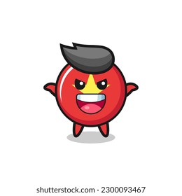 the illustration of cute vietnam flag badge doing scare gesture , cute style design for t shirt, sticker, logo element