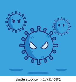 Illustration of a Cute Virus Cartoon having an expression