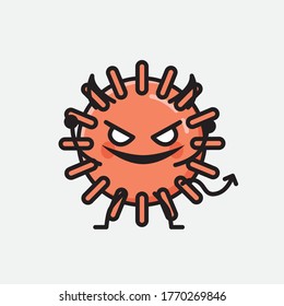 Ilustración del carácter de vector de mascota de virus cútlos
