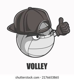 Illustration of a cute volley ball mascot man giving a thumbs up