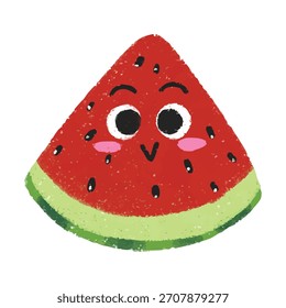 Ilustración de linda fruta de sandía crayón símbolo icono pegatina de dibujos animados expresión