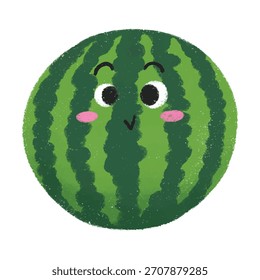 Illustration of cute watermelon fruit crayon symbol icon sticker cartoon expression