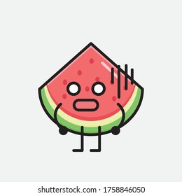 An illustration of Cute Watermelon Mascot Vector Character in Flat Design Style