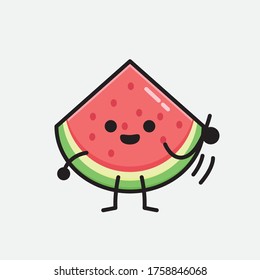 An illustration of Cute Watermelon Mascot Vector Character in Flat Design Style