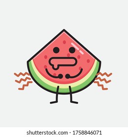 An illustration of Cute Watermelon Mascot Vector Character in Flat Design Style