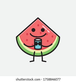 An illustration of Cute Watermelon Mascot Vector Character in Flat Design Style