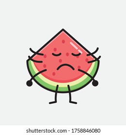 An illustration of Cute Watermelon Mascot Vector Character in Flat Design Style