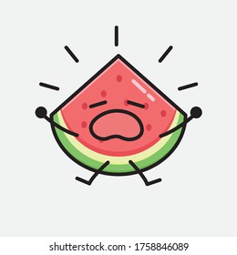 An illustration of Cute Watermelon Mascot Vector Character in Flat Design Style