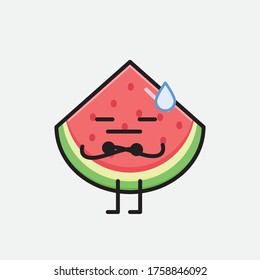 An illustration of Cute Watermelon Mascot Vector Character in Flat Design Style