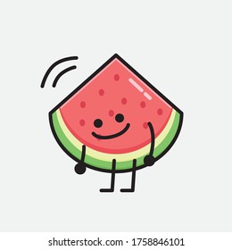 An illustration of Cute Watermelon Mascot Vector Character in Flat Design Style