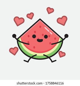 An illustration of Cute Watermelon Mascot Vector Character in Flat Design Style