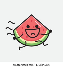 An illustration of Cute Watermelon Mascot Vector Character in Flat Design Style