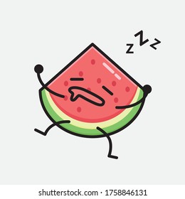 An illustration of Cute Watermelon Mascot Vector Character in Flat Design Style