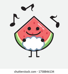 An illustration of Cute Watermelon Mascot Vector Character in Flat Design Style