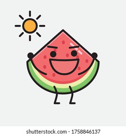 An illustration of Cute Watermelon Mascot Vector Character in Flat Design Style
