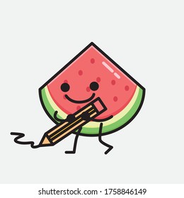 An illustration of Cute Watermelon Mascot Vector Character in Flat Design Style