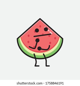 An illustration of Cute Watermelon Mascot Vector Character in Flat Design Style