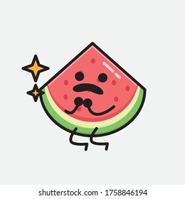 An illustration of Cute Watermelon Mascot Vector Character in Flat Design Style