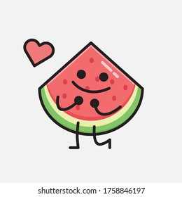 An illustration of Cute Watermelon Mascot Vector Character in Flat Design Style