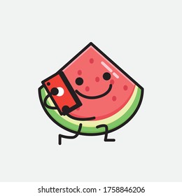 An illustration of Cute Watermelon Mascot Vector Character in Flat Design Style