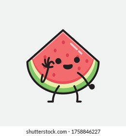 An illustration of Cute Watermelon Mascot Vector Character in Flat Design Style