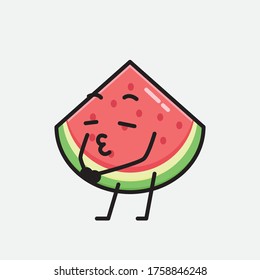 An illustration of Cute Watermelon Mascot Vector Character in Flat Design Style