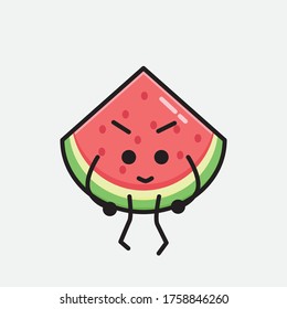 An illustration of Cute Watermelon Mascot Vector Character in Flat Design Style